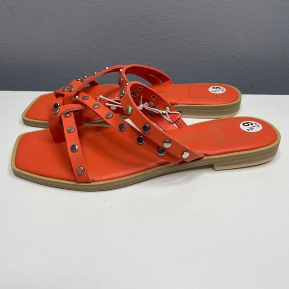 DOLCE VITA izabel studded strappy sandal in coral orange size 6.5 - Picture 3 of 6